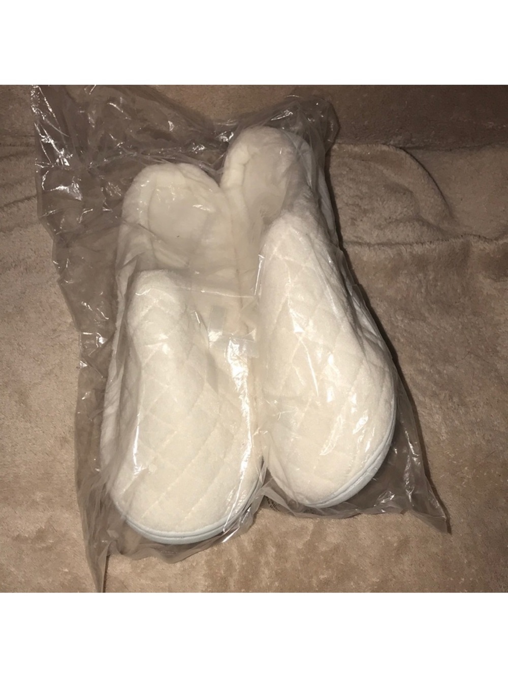 Cream Quilted  medium Slippers with rubber soles New